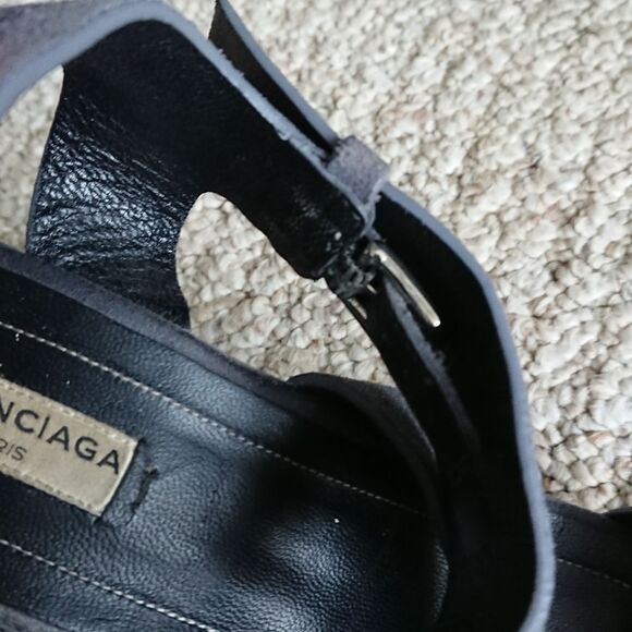Balenciaga Grey Suede Three Strap Espadrille Wedge Sandals size 39.5 - Picture 9 of 12